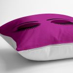 - yerminderi-YER-566-1 - Realhomes  Mor Zeminli Kirpik Desenli Dijital Baskılı Dekoratif Yer Minderi - 70 x 70 cm Realhomes