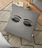 - yerminderi-YER-569 - Realhomes  Modern Kirpik Dijital Baskılı Dekoratif Yer Minderi - 70 x 70 cm Realhomes