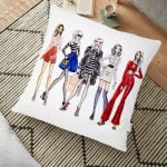Fashion Girl Dijital Baskılı Modern Yer Minderi - 70 x 70 cm Realhomes