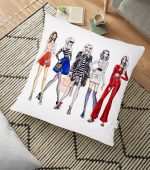 - yerminderi-YER-580 - Realhomes  Fashion Girl Dijital Baskılı Modern Yer Minderi - 70 x 70 cm Realhomes