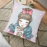 Fashion Girl Dijital Baskılı Modern Yer Minderi - 70 x 70 cm Realhomes