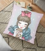 Fashion Girl Dijital Baskılı Modern Yer Minderi - 70 x 70 cm Realhomes