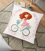 - yerminderi-YER-589 - Realhomes  Modern Bisiklet Desenli Dijital Baskılı Dekoratif Yer Minderi - 70 x 70 cm Realhomes