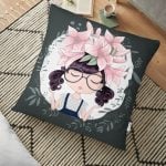 Fashion Girl Dijital Baskılı Modern Yer Minderi - 70 x 70 cm Realhomes