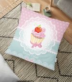 - yerminderi-YER-67 - Realhomes  Cup Cake Dijital Baskılı Dekoratif Yer Minderi - 70 x 70 cm Realhomes