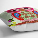 - yerminderi-YER-7-1 - Realhomes  Baykuş Desenli Özel Tasarım Dijital Baskılı Yer Minderi - 70 x 70 cm Realhomes