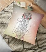 - yerminderi-YER-701 - Realhomes Fashion Girl Dijital Baskılı Modern Yer Minderi - 70 x 70 cm Realhomes