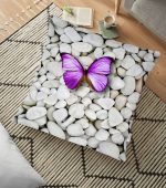 - yerminderi-YER-710 - Realhomes  Modern Kelebek Dijital Baskılı Dekoratif Yer Minderi - 70 x 70 cm Realhomes