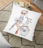 Fashion Girl Dijital Baskılı Modern Yer Minderi - 70 x 70 cm Realhomes