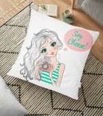 - yerminderi-YER-727 - Realhomes Fashion Girl Dijital Baskılı Modern Yer Minderi - 70 x 70 cm Realhomes