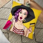 Pop Art Resimli Dijital Baskılı Dekoratif Yer Minderi - 70 x 70 cm Realhomes