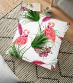 Flamingo Desen Dijital Baskılı Modern Yer Minderi - 70 x 70 cm Realhomes