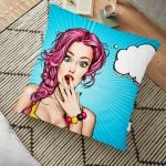 Dudak Resimli Dijital Baskılı Dekoratif Yer Minderi - 70 x 70 cm Realhomes