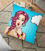 - yerminderi-YER-739 - Realhomes  Pop Art Desen Dijital Baskılı Dekoratif Yer Minderi - 70 x 70 cm Realhomes