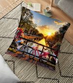 - yerminderi-YER-742 - Realhomes  Manzara Desenli Dijital Baskılı Dekoratif Yer Minderi - 70 x 70 cm Realhomes