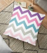 - yerminderi-YER-753 - Realhomes  Zigzag Desen Dijital Baskılı Dekoratif Yer Minderi - 70 x 70 cm Realhomes