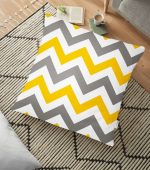 - yerminderi-YER-754 - Realhomes Zigzag Desen Dijital Baskılı Dekoratif Yer Minderi - 70 x 70 cm Realhomes