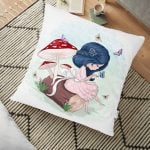 Mor Sarmaşık Desenli Dijital Baskılı Dekoratif Yer Minderi - 70 x 70 cm Realhomes