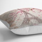 - yerminderi-YER-77-1 - Realhomes  Eyfel Kulesi Resimli Dijital Baskılı Dekoratif Yer Minderi - 70 x 70 cm Realhomes