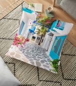 - yerminderi-YER-771 - Realhomes  Çiçek Temalı Dijital Baskılı Dekoratif Yer Minderi - 70 x 70 cm Realhomes