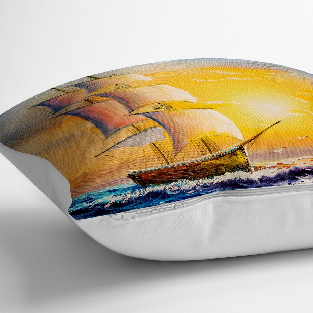 Modern Gemi Desen Dijital Baskılı Yer Minderi - 70 x 70 cm Realhomes
