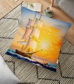 - yerminderi-YER-822 - Realhomes Modern Gemi Desen Dijital Baskılı Yer Minderi - 70 x 70 cm Realhomes