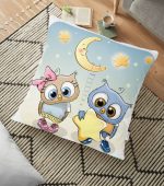 - yerminderi-YER-825 - Realhomes  Başkuş Desen Dijital Baskılı Yer Minderi - 70 x 70 cm Realhomes