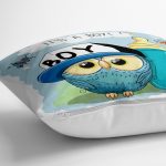 - yerminderi-YER-826-1 - Realhomes  Modern Baykuş Desen Dijital Baskılı Yer Minderi - 70 x 70 cm Realhomes