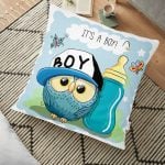 Sevimli Baykuş Dijital Baskılı Yer Minderi - 70 x 70 cm Realhomes