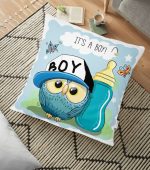 - yerminderi-YER-826 - Realhomes  Modern Baykuş Desen Dijital Baskılı Yer Minderi - 70 x 70 cm Realhomes