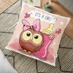 Modern Baykuş Desen Dijital Baskılı Yer Minderi - 70 x 70 cm Realhomes