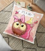 - yerminderi-YER-827 - Realhomes  Sevimli Baykuş Dijital Baskılı Yer Minderi - 70 x 70 cm Realhomes