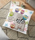 - yerminderi-YER-830 - Realhomes  Modern Fil Desen Dijital Baskılı Yer Minderi - 70 x 70 cm Realhomes