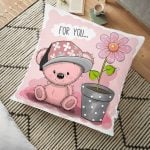 Modern Fil Desen Dijital Baskılı Yer Minderi - 70 x 70 cm Realhomes