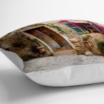 - yerminderi-YER-836-1 - Realhomes Çiçek Penceresi Desen Dijital Baskılı Yer Minderi - 70 x 70 cm Realhomes