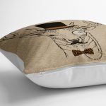 - yerminderi-YER-87-1 - Realhomes  Geyik Desenli Dijital Baskılı Dekoratif Yer Minderi - 70 x 70 cm Realhomes