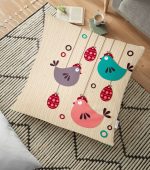 Modern Kuş Desenli Dijital Baskılı Yer Minderi - 70 x 70 cm Realhomes