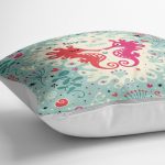 - yerminderi-YER-90-1 - Realhomes  Deniz Atı Desenli Dijital Baskılı Dekoratif Yer Minderi - 70 x 70 cm Realhomes