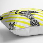 - yerminderi-YER-905-1 - Realhomes  Flamingo Temalı Dijital Baskılı Yer Minderi - 70 x 70 cm Realhomes