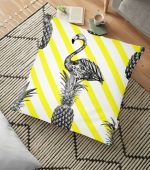 - yerminderi-YER-905 - Realhomes  Flamingo Temalı Dijital Baskılı Yer Minderi - 70 x 70 cm Realhomes