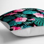 - yerminderi-YER-912-1 - Realhomes  Çiçek Desenli Dijital Baskılı Yer Minderi - 70 x 70 cm Realhomes