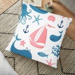 Çiçek Desenli Dijital Baskılı Yer Minderi - 70 x 70 cm Realhomes