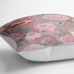 - yerminderi-YER-917-1 - Realhomes  Flamingo Desenli Dijital Baskılı Yer Minderi - 70 x 70 cm Realhomes