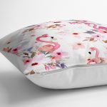 - yerminderi-YER-925-1 - Realhomes  Flamingo Desenli Dijital Baskılı Yer Minderi - 70 x 70 cm Realhomes