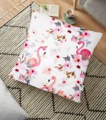 - yerminderi-YER-925 - Realhomes  Flamingo Desenli Dijital Baskılı Yer Minderi - 70 x 70 cm Realhomes