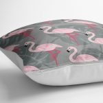 - yerminderi-YER-931-1 - Realhomes Flamingo Desenli Dijital Baskılı Yer Minderi - 70 x 70 cm Realhomes