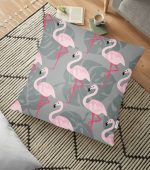 - yerminderi-YER-931 - Realhomes Flamingo Desenli Dijital Baskılı Yer Minderi - 70 x 70 cm Realhomes