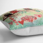 - yerminderi-YER-94-1 - Realhomes Baykuş Resimli Dijital Baskılı Dekoratif Yer Minderi - 70 x 70 cm Realhomes