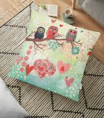 - yerminderi-YER-94 - Realhomes Baykuş Resimli Dijital Baskılı Dekoratif Yer Minderi - 70 x 70 cm Realhomes