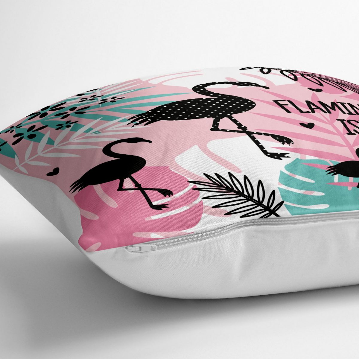Flamingo Desenli Dijital Baskılı Yer Minderi - 70 x 70 cm Realhomes